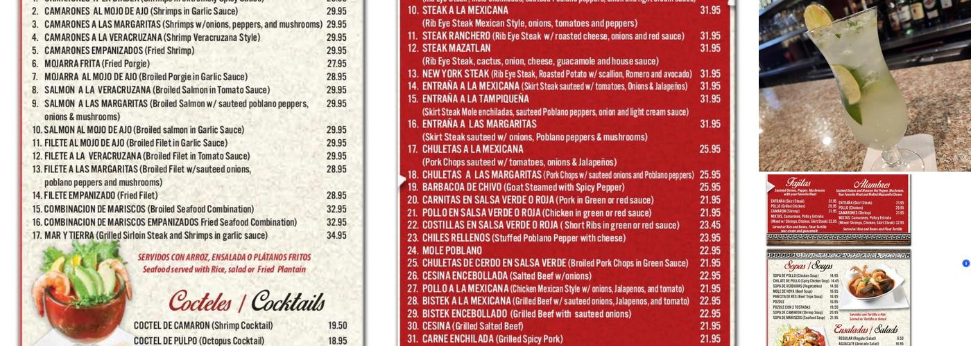 Las Margaritas Menu