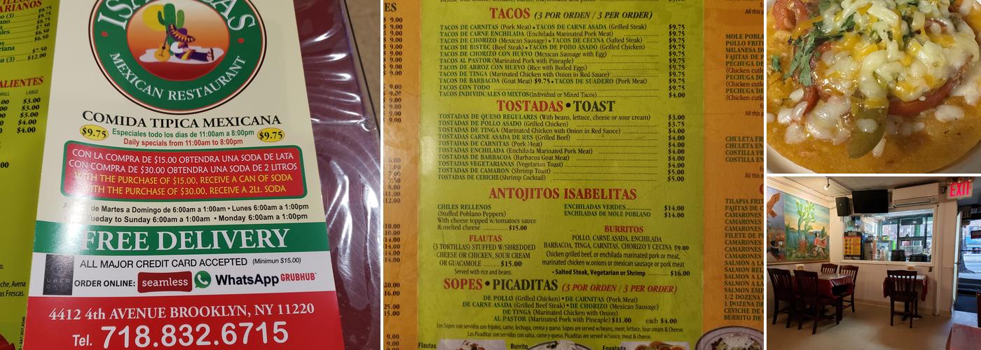 Isabela's Menu