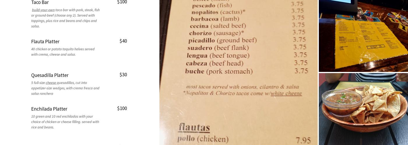 Taqueria Downtown Catering Co Menu