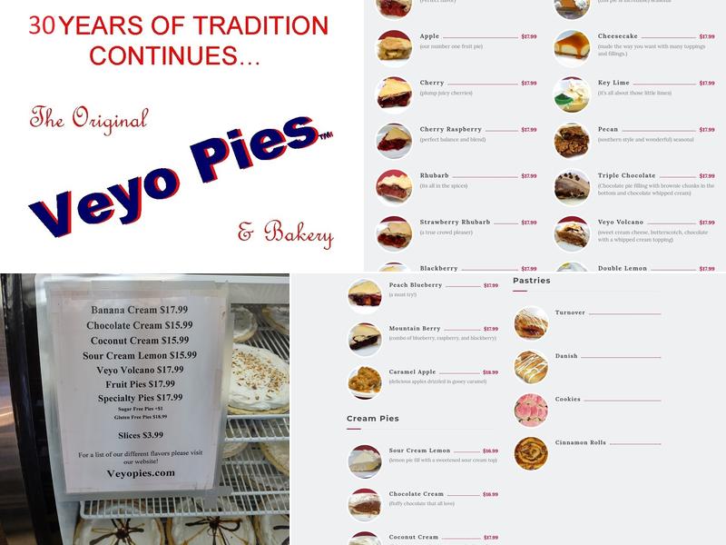 Veyo Pies Menu