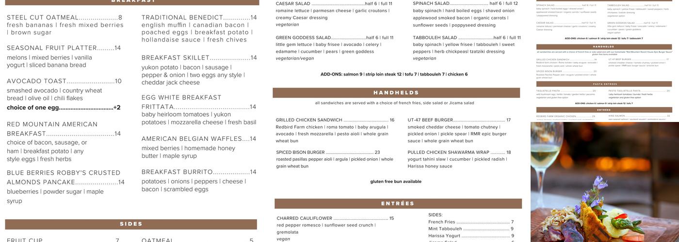 Canyon Breeze Restaurant Menu