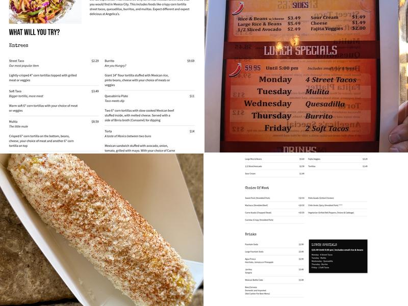 Angelica's Mexican Grill Menu