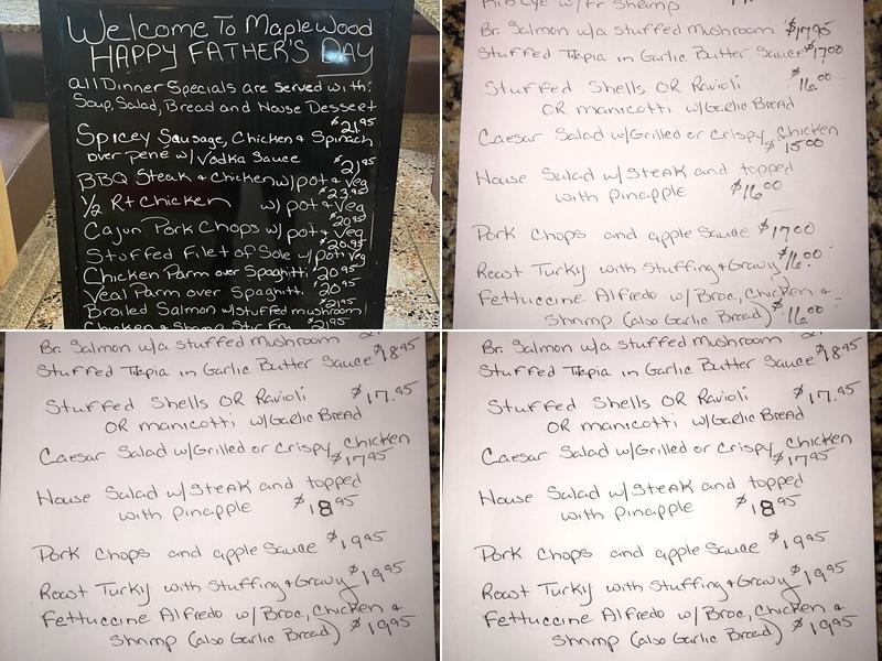 Maplewood Diner Menu