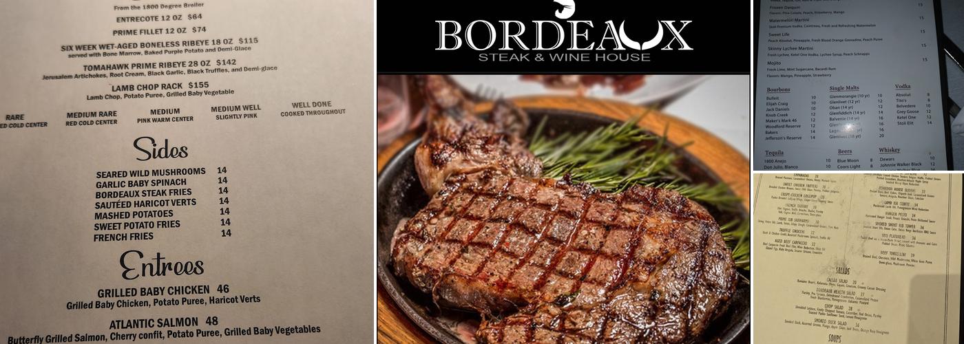 Bordeaux Steakhouse Menu