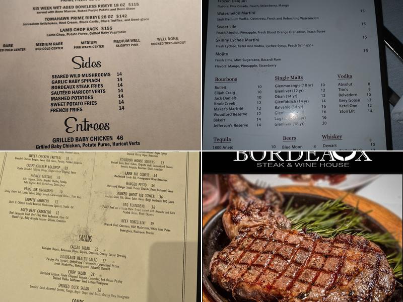 Bordeaux Steakhouse Menu