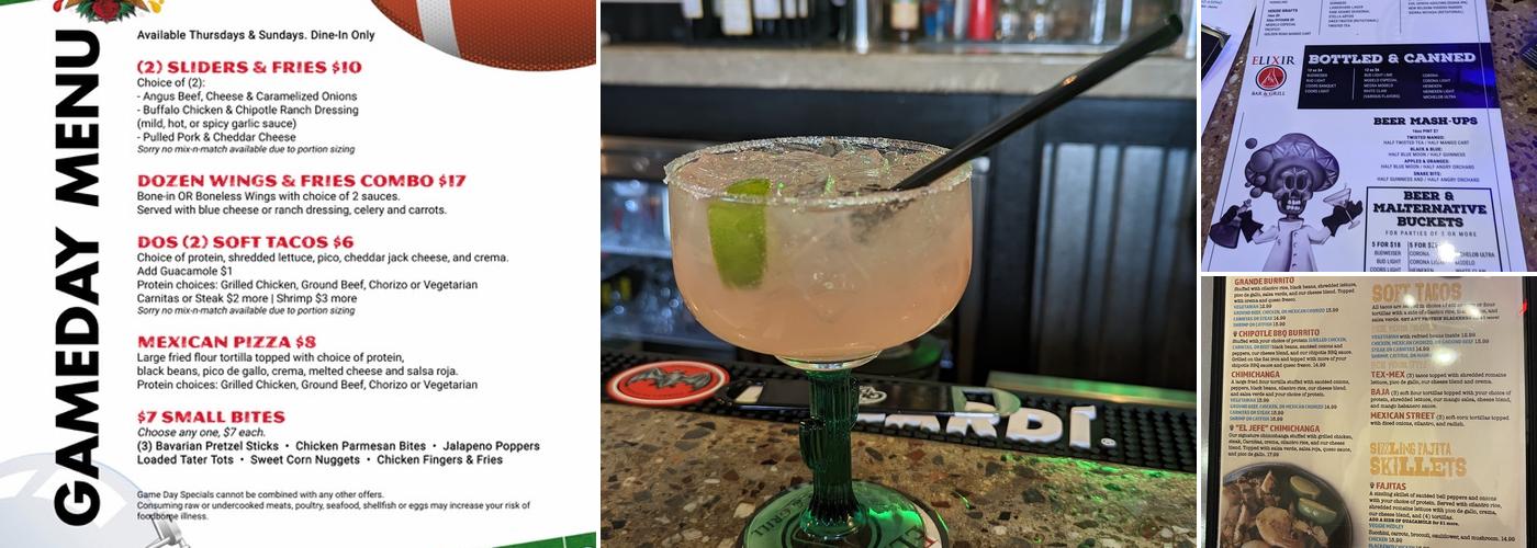 Elixir Bar & Grill Menu