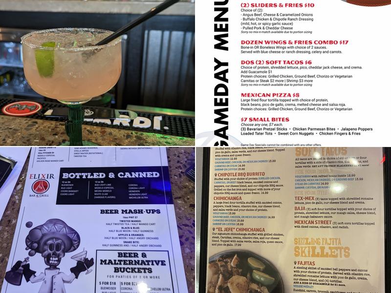 Elixir Bar & Grill Menu