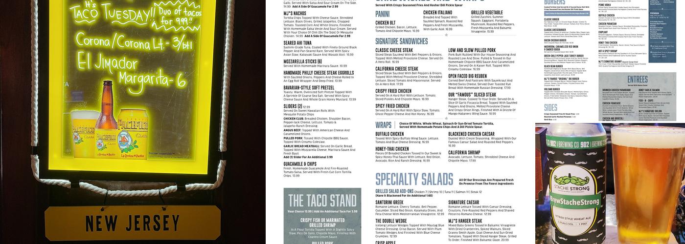 MJ's Restaurant Bar & Grill Menu