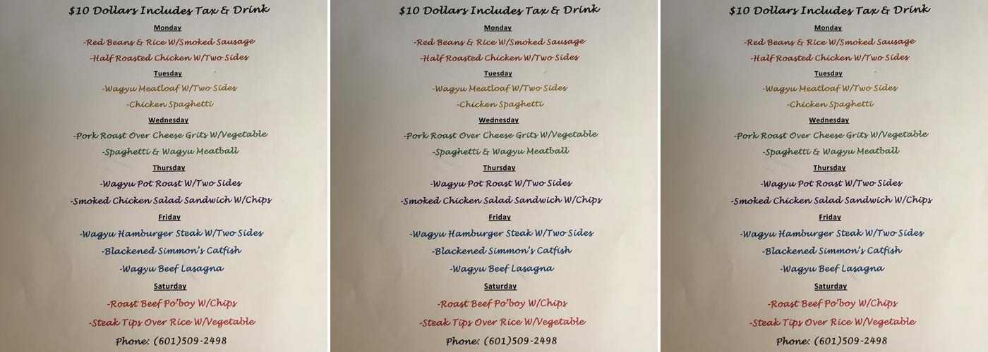 The Flora Butcher Menu