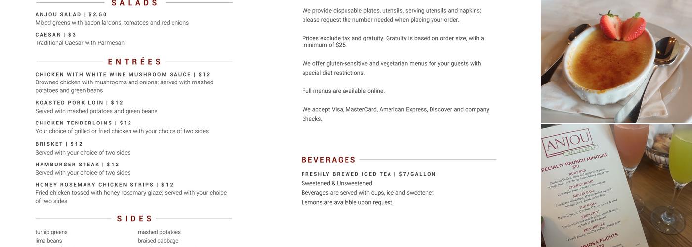 Anjou Restaurant Menu