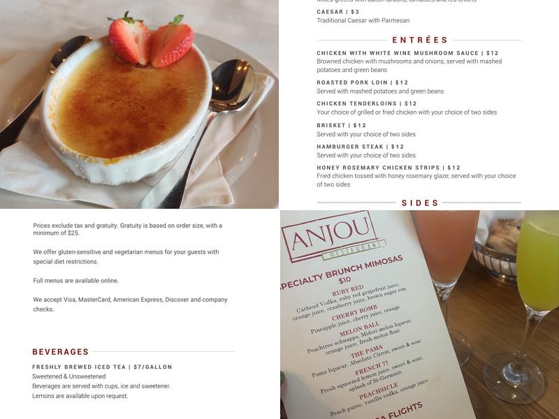Anjou Restaurant Menu