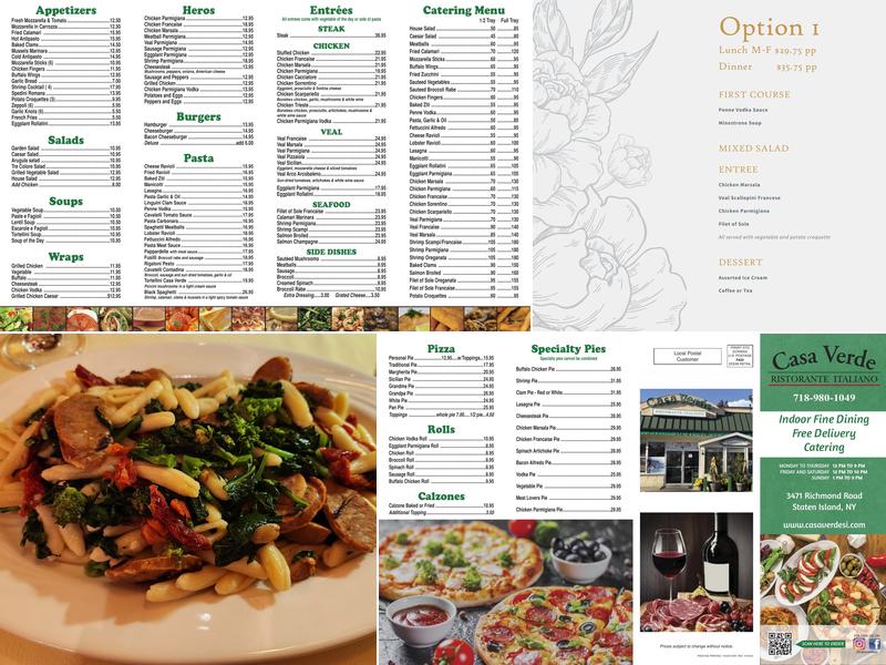 Casa Verde Restaurant Menu