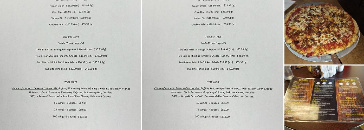 Railroad Pizza Company Menu