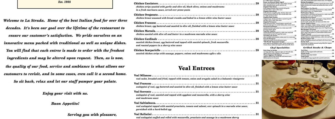 La Strada Menu