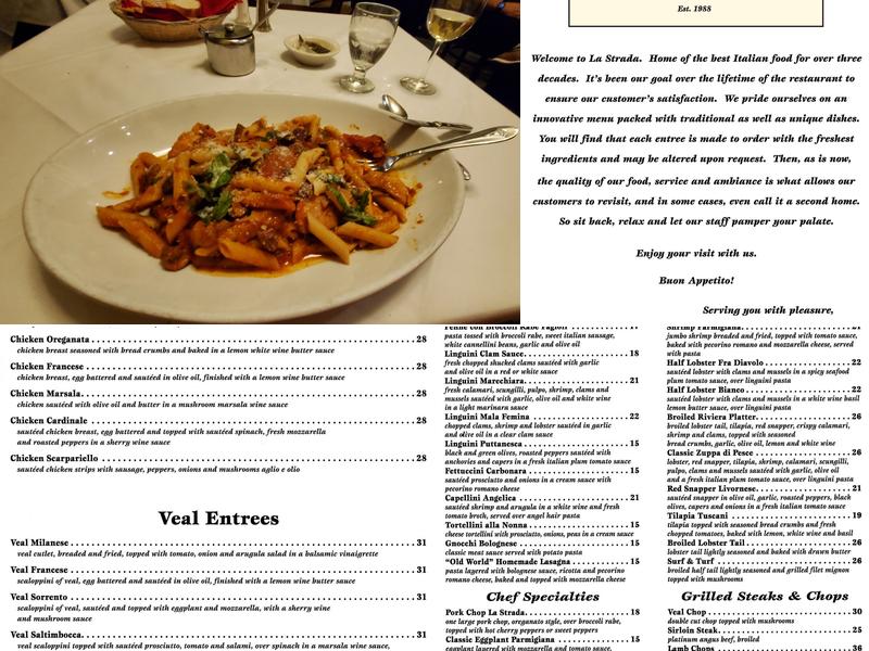 La Strada Menu