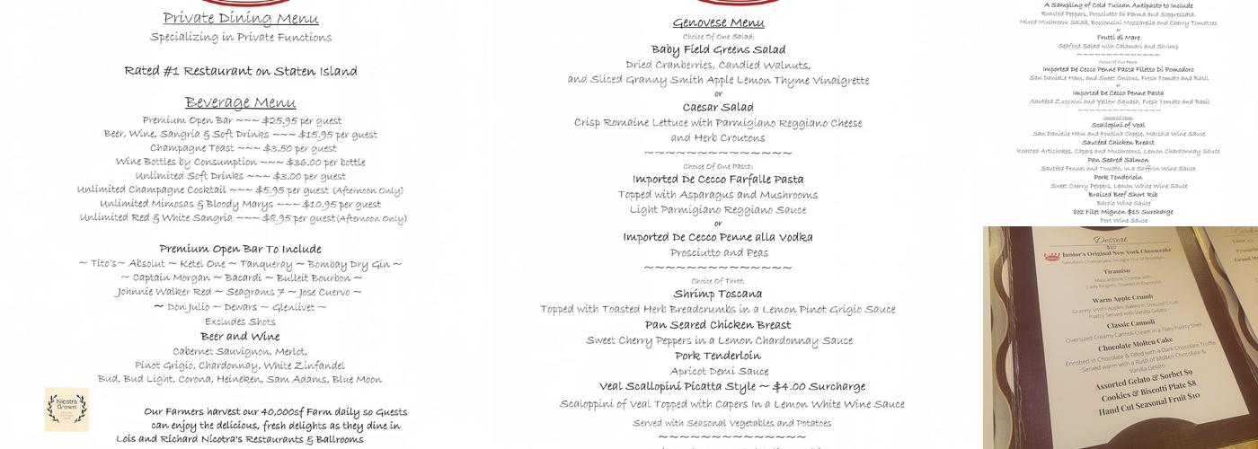 Lorenzo's Restaurant & Cabaret Menu