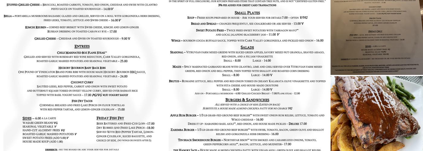 Alchemy Cafe Menu