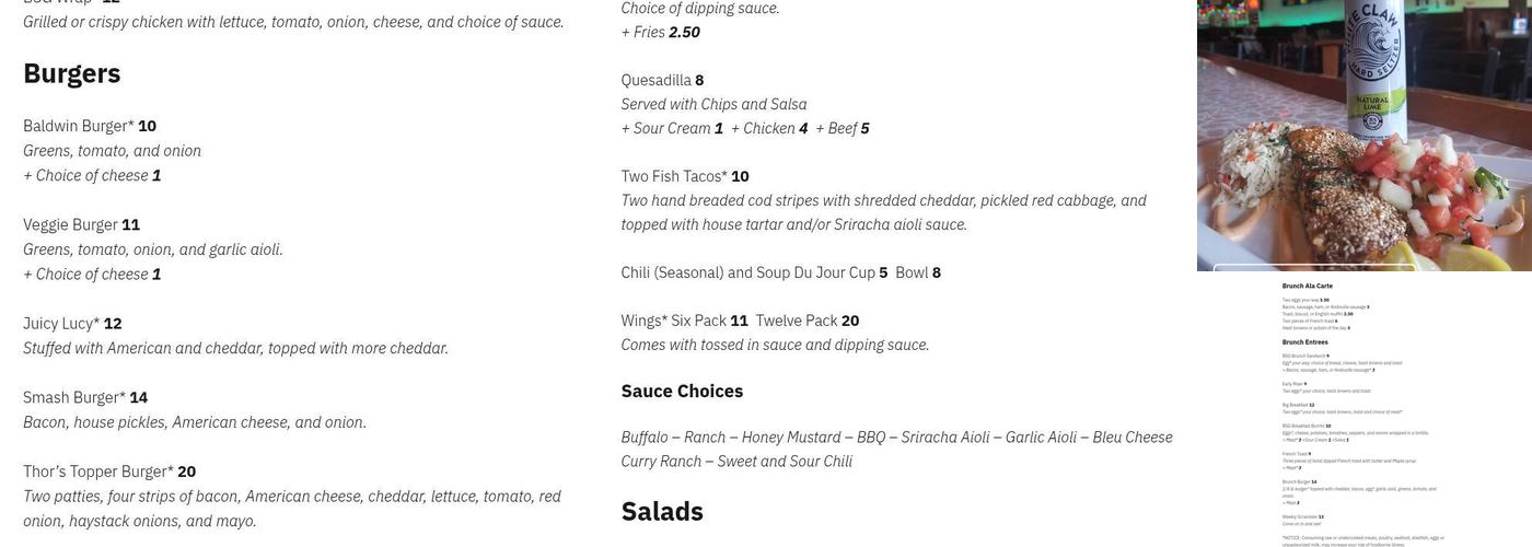 Baldwin Street Grille Menu