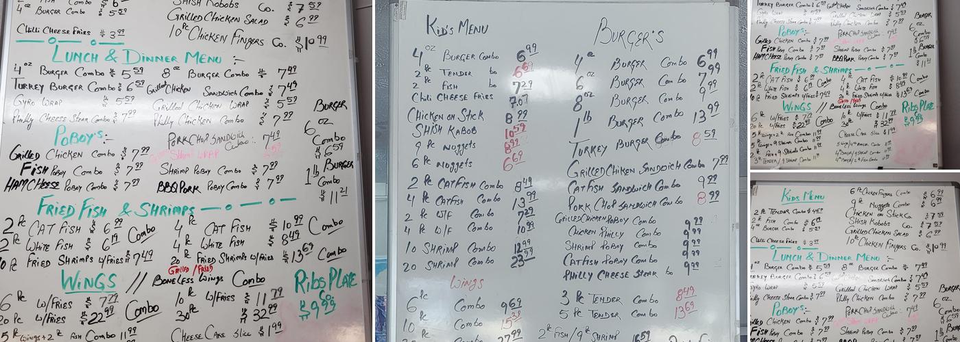 Sam's Cafe Menu