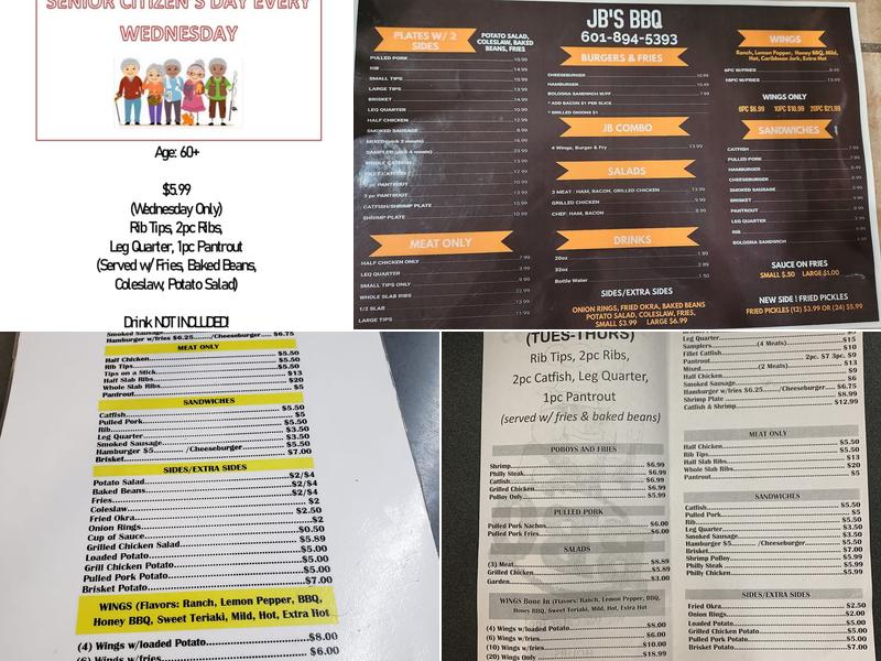 J B's BBQ Menu