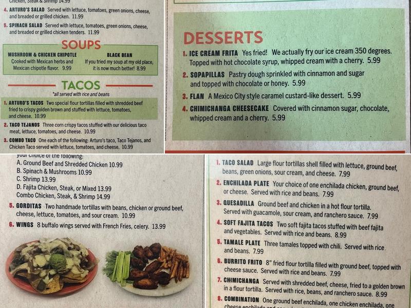 Arturo's Mexican Grill Menu