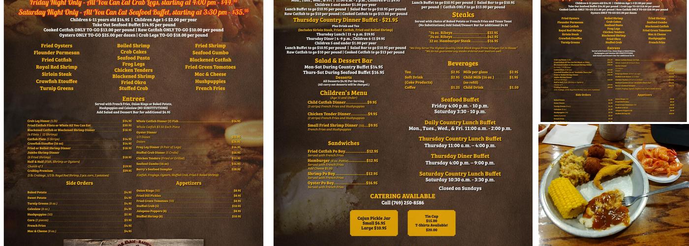 Berry's Seafood Restaurant Menu