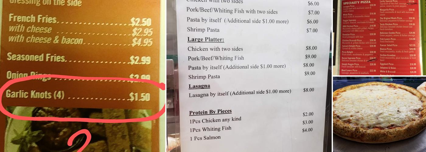 Lucky Pizzeria & Cafe Inc Menu