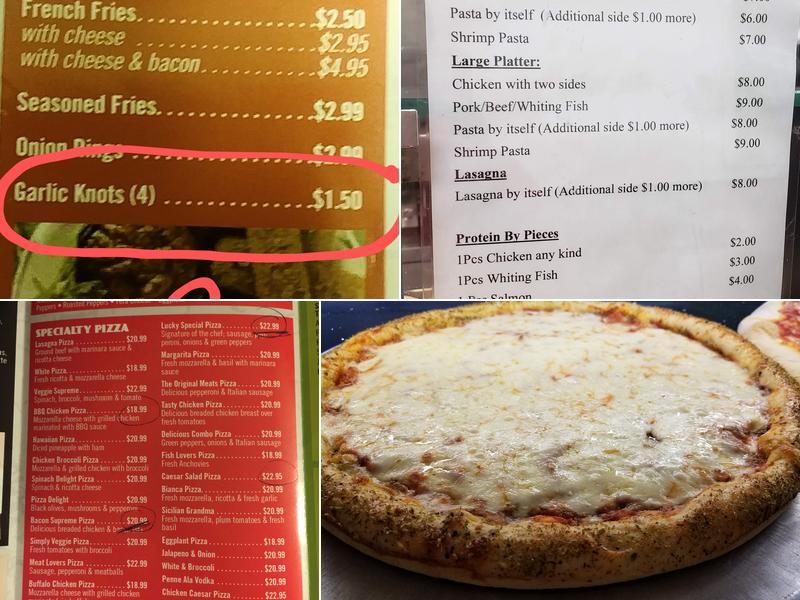 Lucky Pizzeria & Cafe Inc Menu