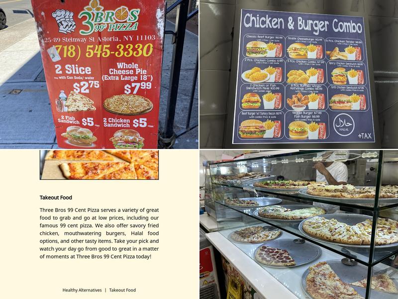 3 Bros 99 Cent Pizza Menu