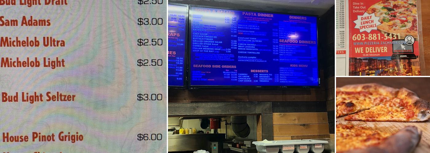 Pizzeria Zacharia Bar & Grill Menu