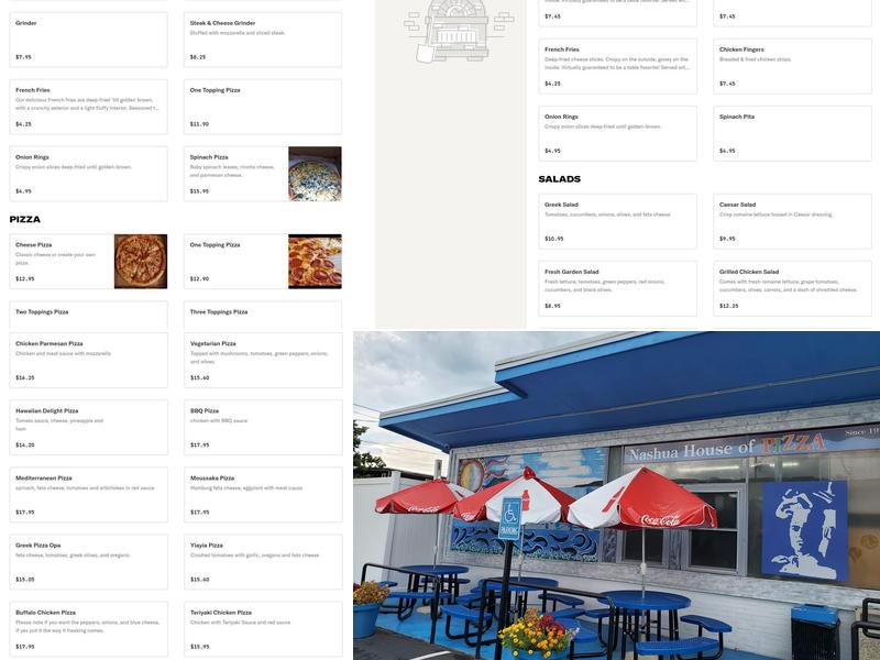 Nashua House of Pizza Menu