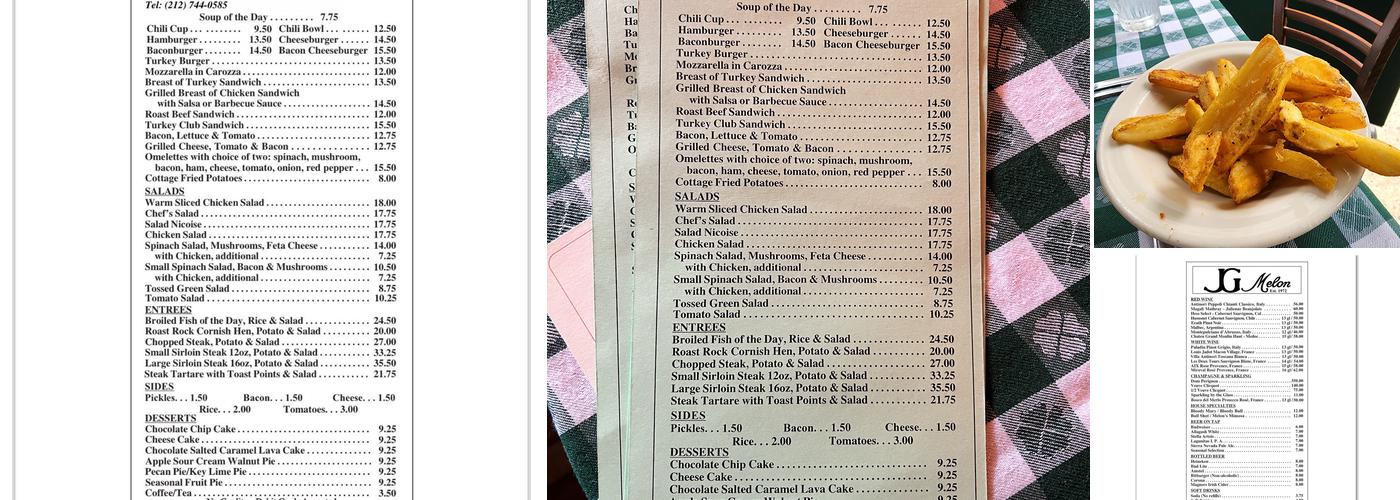 JG Melon Menu