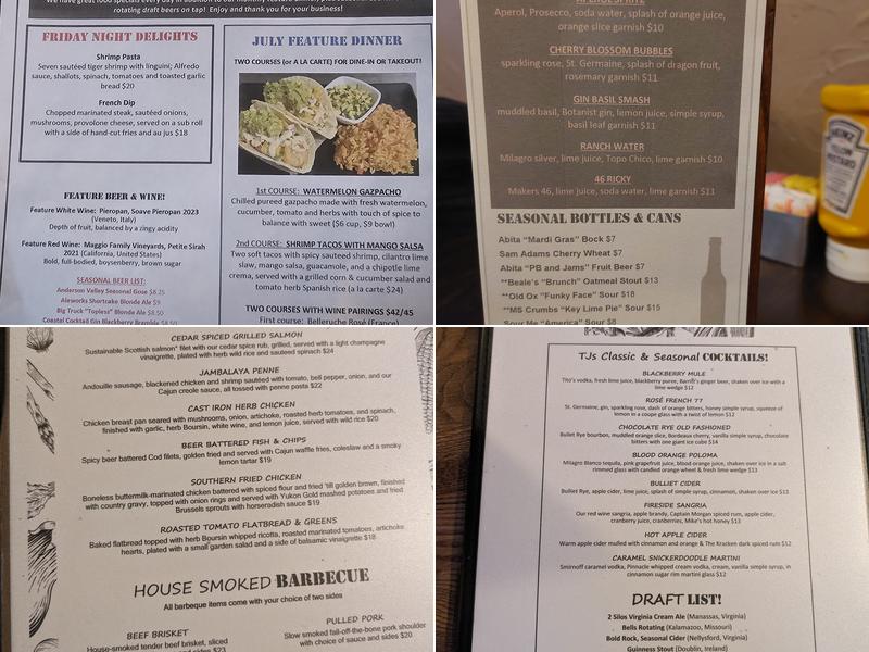 T.J. Stone's Menu
