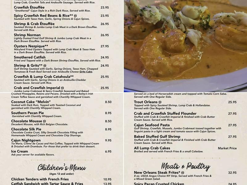 RT's Restaurant Menu