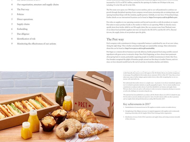 Pret A Manger Menu