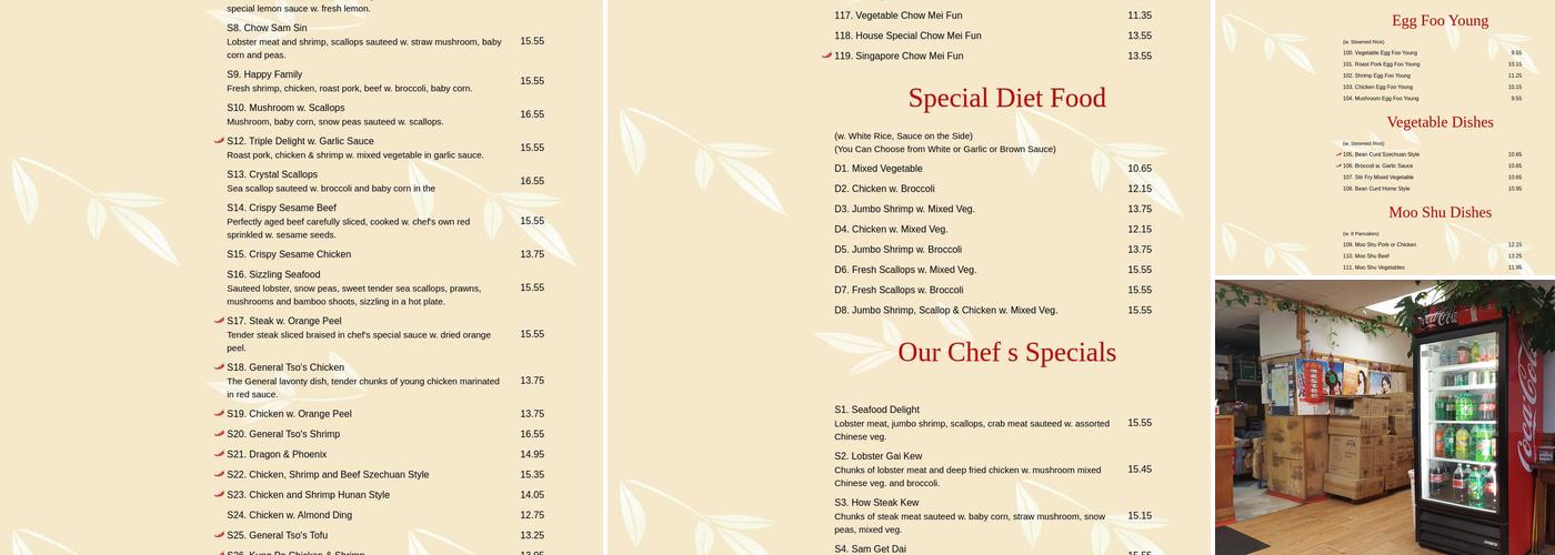 Chang Jiang Menu