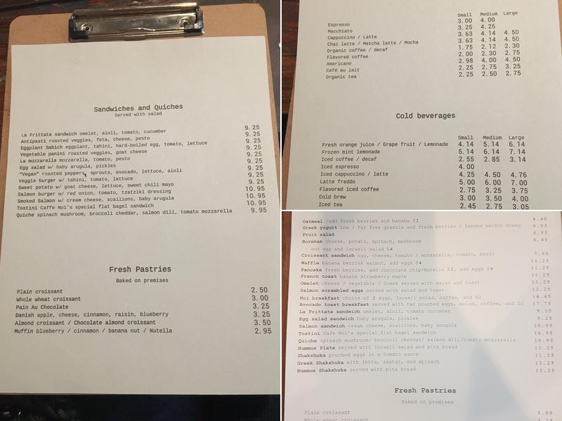 Cafe Noi Menu