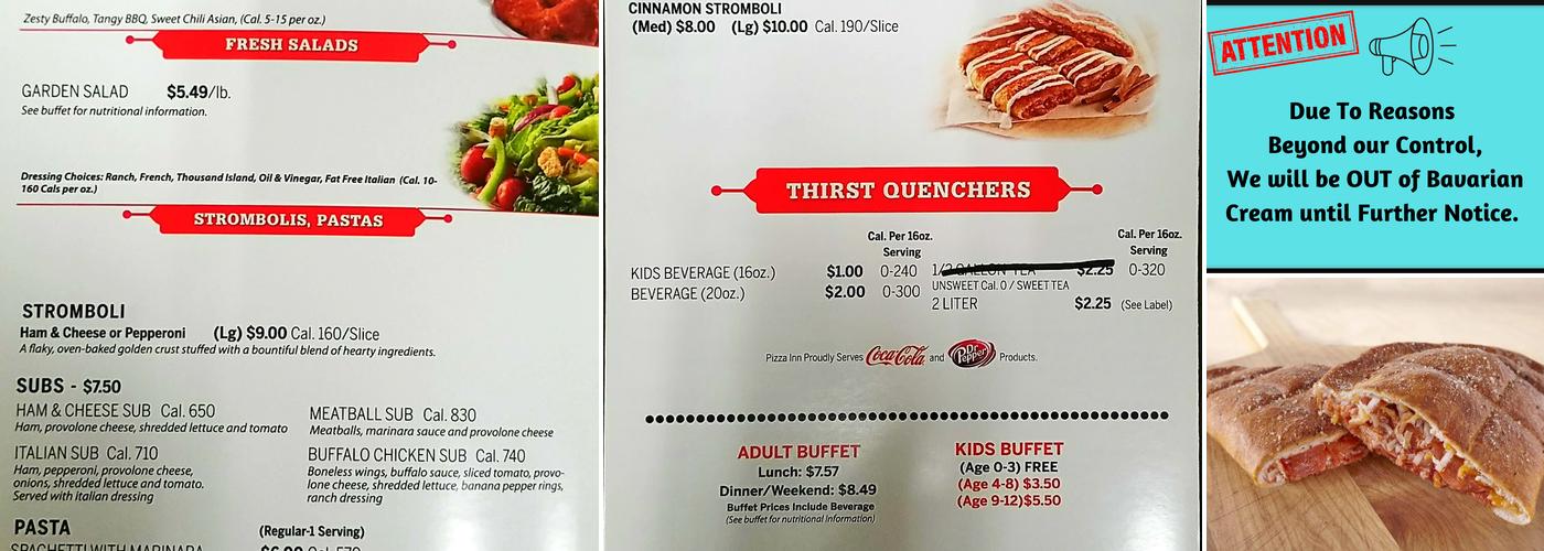 Pizza Inn Menu