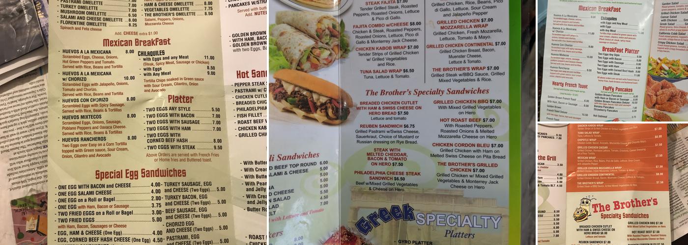 The Brother's Cafe Menu