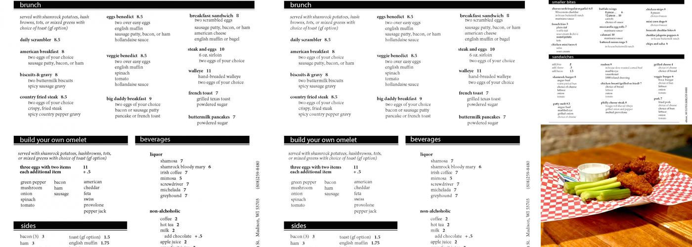 Shamrock Bar & Grille Menu