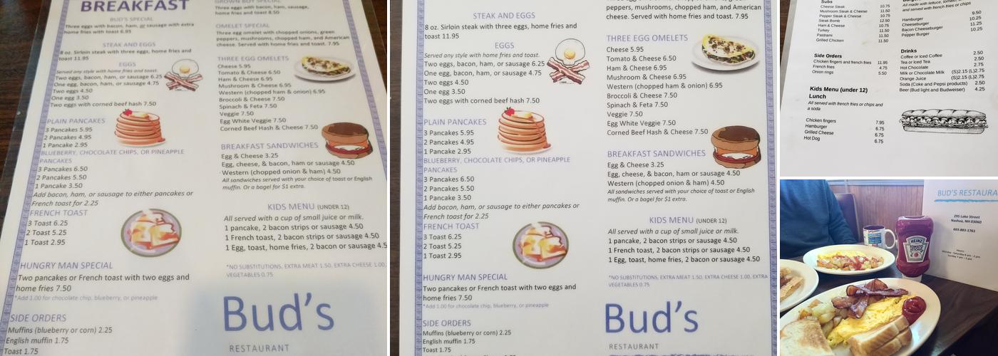 Bud's Restaurant Menu