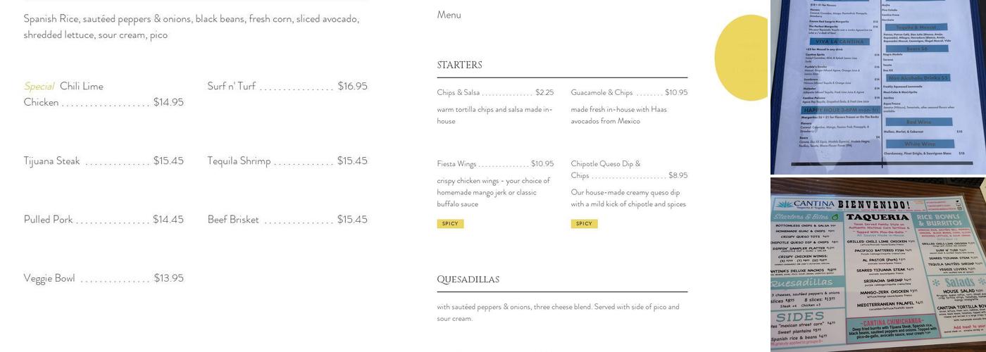 Cantina Taqueria & Tequila Bar Menu