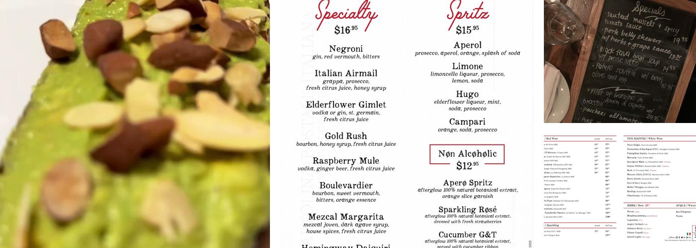 Vite Vinosteria Menu