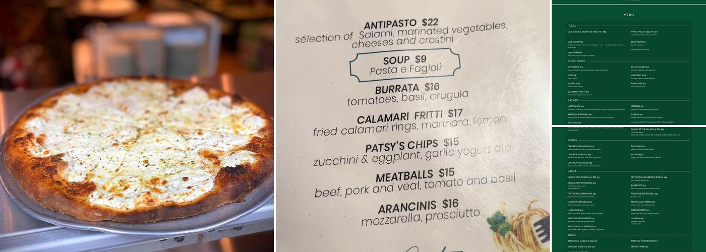 Patsy's Pizzeria Menu