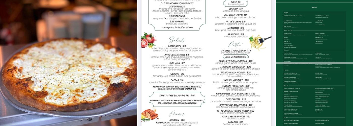 Patsy's Pizzeria Menu
