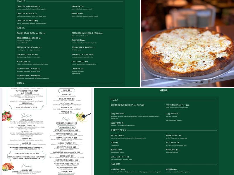 Patsy's Pizzeria Menu