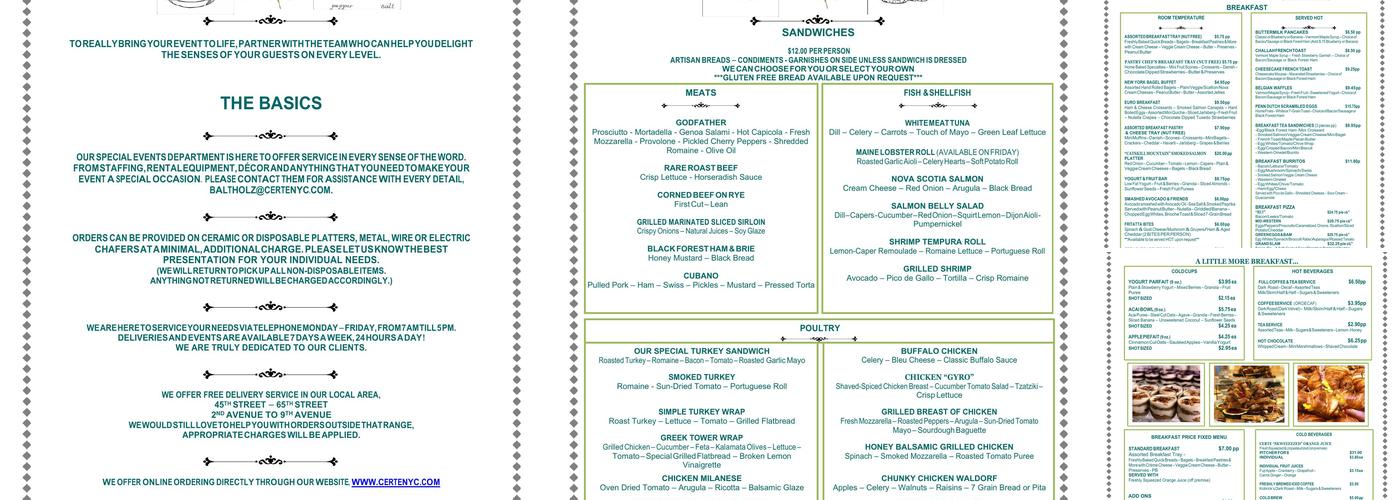 Certé Menu
