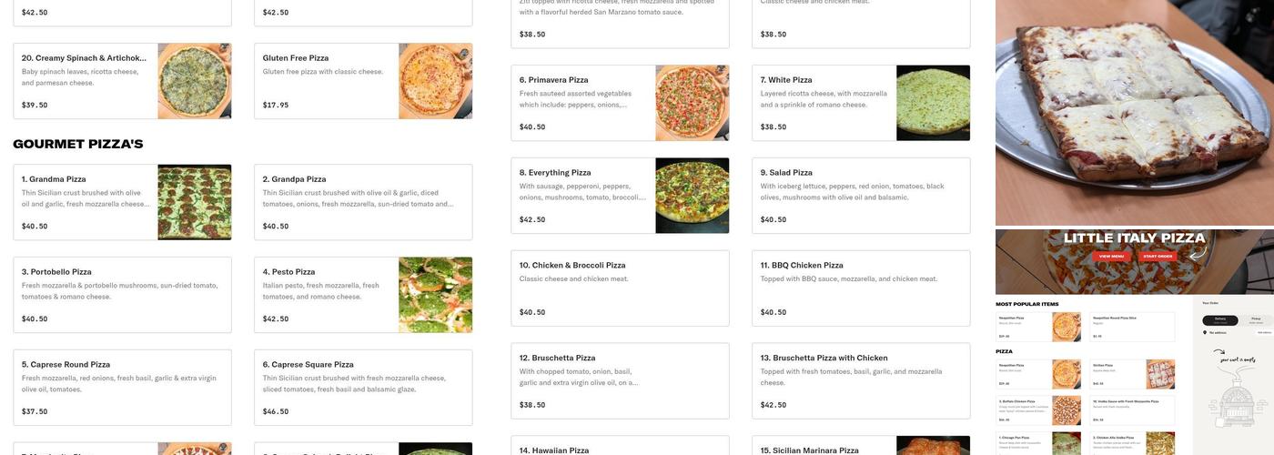 Little Italy Pizza Menu