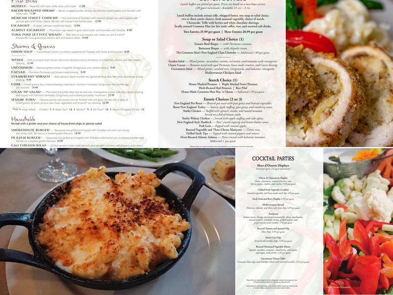 The Common Man Merrimack Menu