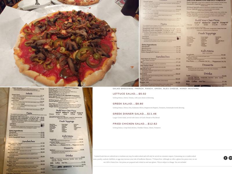 Steve's Pizza Palace Menu